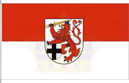 KÖNIGSBANNER Zertifizierte Flagge Fahne Katzwinkel (Sieg) - AK 30 x 45cm - Autoflagge doppelt gesäumt mit premium Halterung aus deutscher Flaggen-Manufaktur von KÖNIGSBANNER