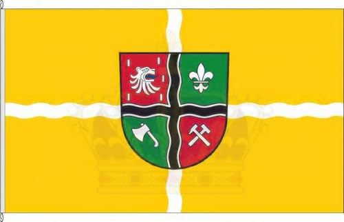 KÖNIGSBANNER Zertifizierte Flagge Fahne Leimbach - AW 120 x 300cm - Hochformatflagge doppelt gesäumt mit Karabinerhaken aus deutscher Flaggen-Manufaktur von KÖNIGSBANNER