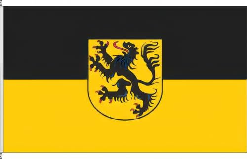 KÖNIGSBANNER Zertifizierte Flagge Fahne Ranis - SOK 40 x 250cm - Anwesenheitsbanner mit Holzquerstab und Met.Haken aus deutscher Flaggen-Manufaktur von KÖNIGSBANNER