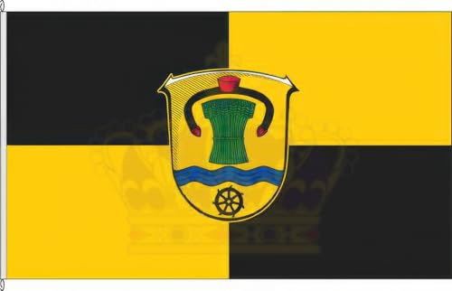 KÖNIGSBANNER Zertifizierte Flagge Fahne Schrecksbach - HR 80 x 200cm - Hochformatflagge doppelt gesäumt mit Karabinerhaken aus deutscher Flaggen-Manufaktur KÖNIGSBANNER Zertifizierte Flagge Fahne Schrecksbach - HR 80 x 200cm - Hochformatflagge doppelt gesäumt mit Karabinerhaken aus deutscher Flaggen-Manufaktur von KÖNIGSBANNER