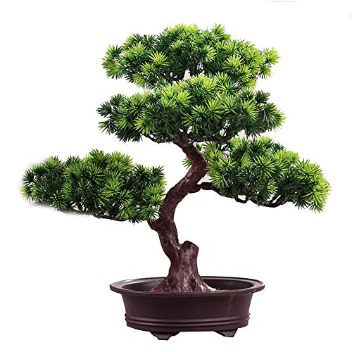 KOET Künstlicher Bonsai-Kiefer, 27,9 cm, künstliche Topfpflanze, Schreibtisch-Display, künstliche Blumentopf-Ornamente, japanische Zedern-Bonsai-Pflanze für Zuhause, Bürodekoration von KOET