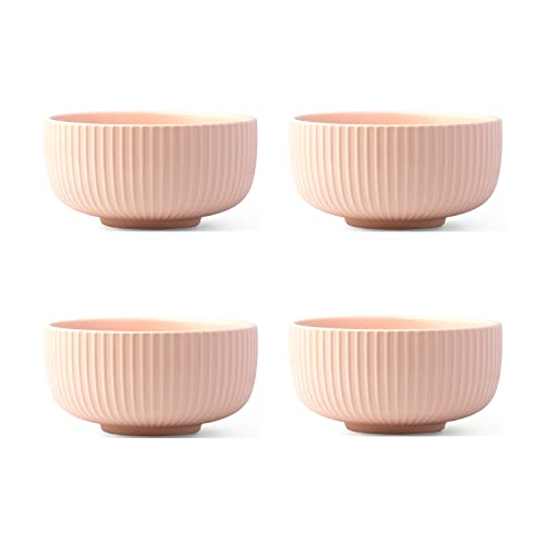 KØZY LIVING Keramik Schale Extra Groß 4 Stk - Schüssel-Set in Skandinavischem, Nordic Design - 800 ml Fassungsvermögen - Perfekt als Müslischale, Salatschale, Suppen-Schüssel, für Bowl (Pastellrosa) von KØZY LIVING