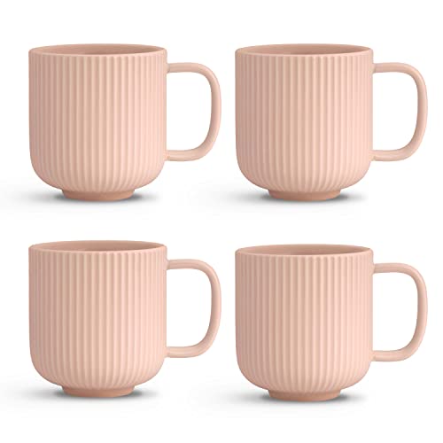 KØZY LIVING Keramik Tasse 4 Stk - 300 ml Tassen-Set in skandinavischem, nordic Design - perfekt für Kaffee oder Tee - Pastellrosa von KØZY LIVING