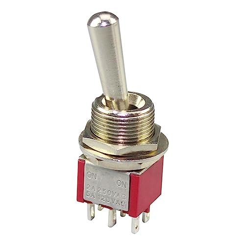 5PCS Großer Mini-Kippschalter mit langem Griff 3 Positionen DPDT Rastmomentschalter 12MM ON-OFF-ON DPDT MTS-203 6A 125VAC (Color : (ON)-OFF-(ON) Mom) von KOFORD
