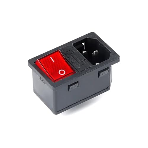 KOFORD AC-01 AC-14-F16 Elektrische Steckdose 250V Rocker Schalter Messing 10A Einlass Stecker Stecker Computer Montieren Outlet Mit Sicherung 1pcs (Color : AC-14-F16 KCD4) von KOFORD