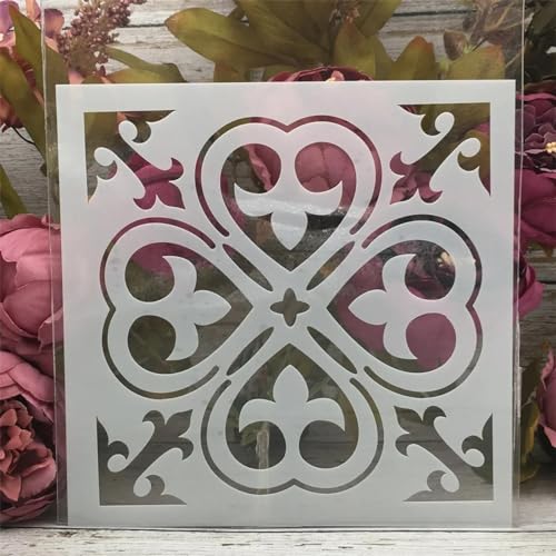 Schablonen zum Basteln, 20 x 20 cm, quadratisch, Blumen-Hintergrund, Schablonen zum Malen auf Holz, Zeichenvorlage, Scrapbook-Dekoration, DIY-Projekte, Stil 7 von KOFORULAIG