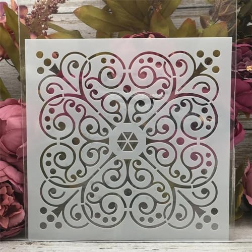 Schablonen zum Basteln, 20 x 20 cm, quadratisch, Blumen-Hintergrundschablonen zum Malen auf Holz, Zeichenvorlage, Scrapbook-Dekoration, DIY-Projekte, Stil 3 Schablonen zum Basteln, 20 x 20 cm, quadratisch, Blumen-Hintergrundschablonen zum Malen auf Holz, Zeichenvorlage, Scrapbook-Dekoration, DIY-Projekte, Stil 3 von KOFORULAIG