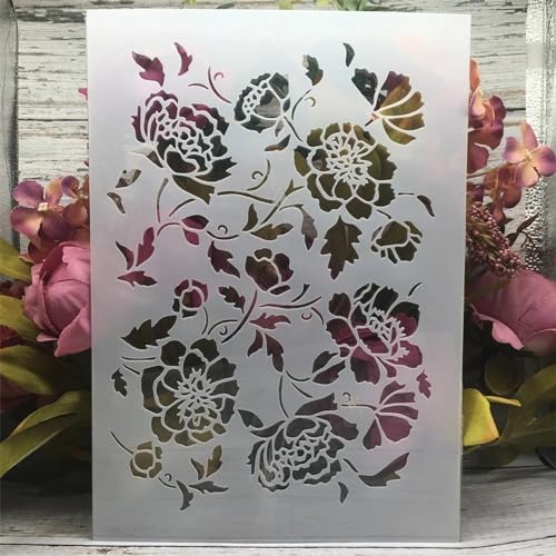 Schablonen zum Basteln, A4, 29 cm, Blumen-Zweig-Schablonen zum Malen auf Holz, Zeichenvorlage, Scrapbook-Dekoration, Bastelprojekte von KOFORULAIG
