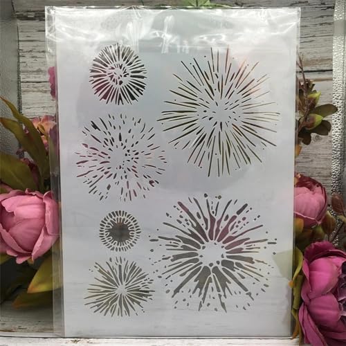 Schablonen zum Basteln, A4, 29 cm, Feuerwerk, Blumen, Schablonen zum Malen auf Holz, Zeichenvorlage, Scrapbook-Dekoration, Bastelprojekte von KOFORULAIG