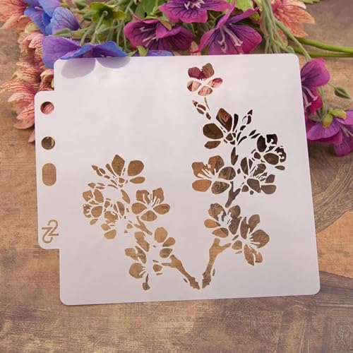 Schablonen zum Malen, 13 x 13 cm, Blumen-Zeichenschablone zum Malen auf Holz, Wand, Stoff, Möbel, Boden, Schablonen für Bastelprojekte von KOFORULAIG