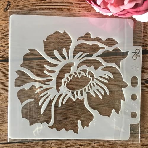 Schablonen zum Malen, 14 x 13 cm, Blumen-Zeichenschablone zum Malen auf Holz, Wand, Stoff, Möbel, Boden, Schablonen für Bastelprojekte, Stil 7 von KOFORULAIG