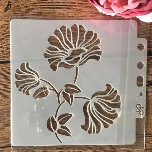 Schablonen zum Malen, 14 x 13 cm, Blumen-Zeichenschablone zum Malen auf Holz, Wand, Stoff, Möbel, Boden, Schablonen für Bastelprojekte, Stil 9 von KOFORULAIG