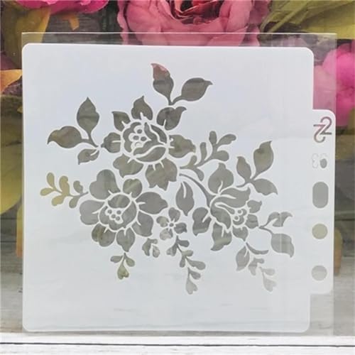 Schablonen zum Malen, 14 x 13 cm, große Blumen, Zeichenschablone zum Malen auf Holz, Wand, Stoff, Möbel, Boden, Schablonen für Kunsthandwerk, Kunstprojekte, Stil 4 von KOFORULAIG