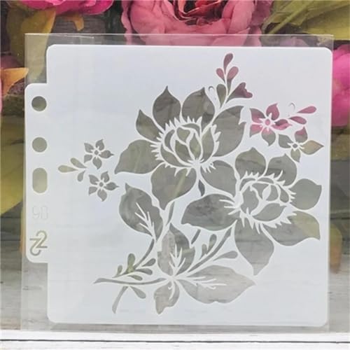 Schablonen zum Malen, 14 x 13 cm, große Blumen, Zeichenschablone zum Malen auf Holz, Wand, Stoff, Möbel, Boden, Schablonen für Kunsthandwerk, Kunstprojekte, Stil 5 von KOFORULAIG