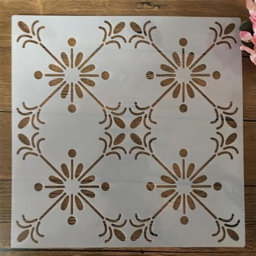 Schablonen zum Malen, 30 x 30 cm, geometrische quadratische Blumen-Zeichenschablone zum Malen auf Holz, Wand, Stoff, Möbel, Boden, Schablonen für Bastelprojekte von KOFORULAIG