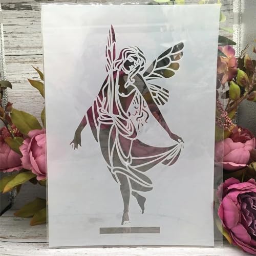 Schablonen zum Malen, A4, 29 cm, Engel-Zeichenschablone zum Malen auf Holz, Wand, Stoff, Möbel, Boden, Schablonen für Kunsthandwerk, Kunstprojekte, Stil 3 Schablonen zum Malen, A4, 29 cm, Engel-Zeichenschablone zum Malen auf Holz, Wand, Stoff, Möbel, Boden, Schablonen für Kunsthandwerk, Kunstprojekte, Stil 3 von KOFORULAIG