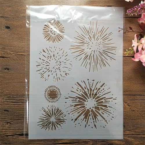 Schablonen zum Malen, A4, 29 cm, Feuerwerk, Blumen, Zeichenschablone zum Malen auf Holz, Wand, Stoff, Möbel, Boden, Schablonen für Kunstprojekte von KOFORULAIG