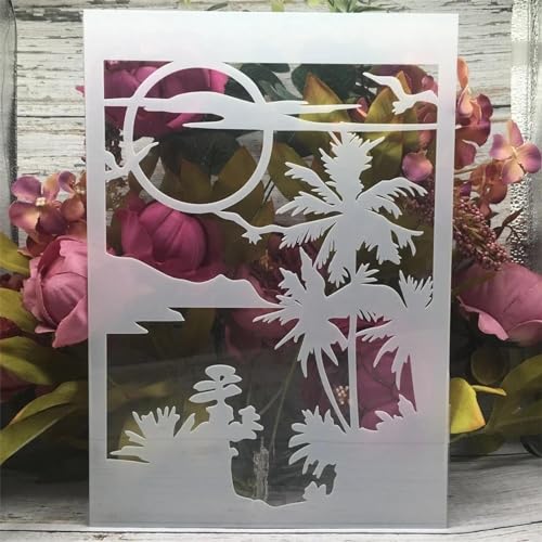 Schablonen zum Malen, A4, 29 cm, Mondstraße, Baum Nacht, Zeichenschablone zum Malen auf Holz, Wand, Stoff, Möbel, Boden, Schablonen für Bastelprojekte, Stil 7 von KOFORULAIG