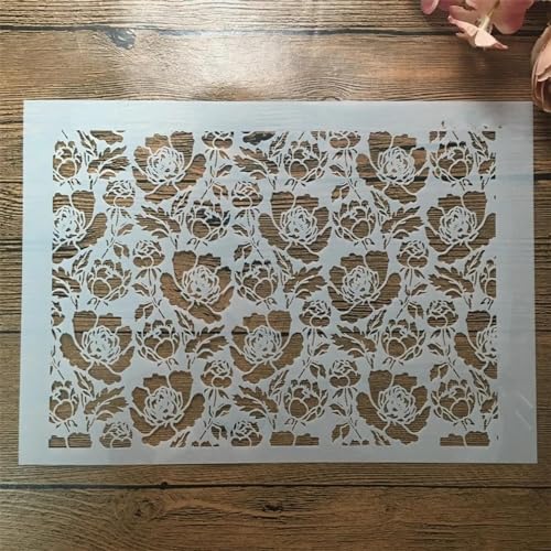Schablonen zum Malen, A4, 29 cm, große Blumen, Textur-Zeichenschablone zum Malen auf Holz, Wand, Stoff, Möbel, Boden, Schablonen für Bastelprojekte von KOFORULAIG