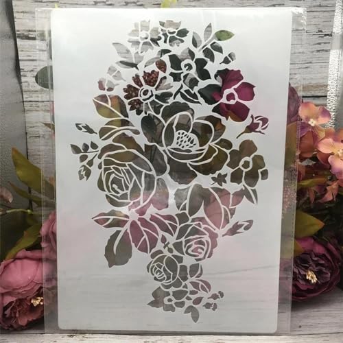 Schablonen zum Malen, A4, 29 cm, große Blumen, Zeichenschablone zum Malen auf Holz, Wand, Stoff, Möbel, Boden, Schablonen für Bastelprojekte, Stil 6 von KOFORULAIG