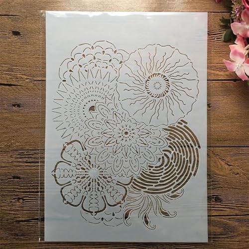 Schablonen zum Malen, A4, 29 cm, runde große Blumen, Zeichenschablone zum Malen auf Holz, Wand, Stoff, Möbel, Boden, Schablonen für Bastelprojekte von KOFORULAIG