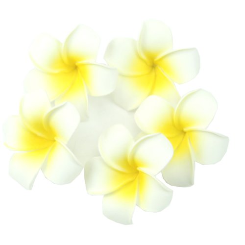 KOFUN Künstliche Frangipani-Blume für die Hochzeit, 5 Stück, Plumeria, Hawaiianischer Schaumstoff, Frangipani, Weihnachtsdekoration, Party, Hochzeit, Dekoration, Haarnadel, hellgelb von KOFUN