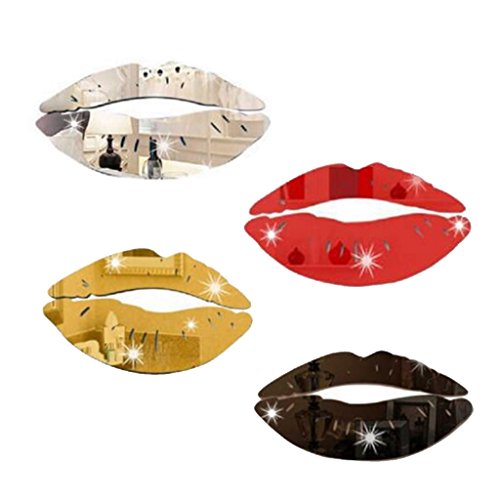Kofun DIY Removable Wandaufkleber, DIY Moderne 3D Kuss Lip Spiegel DIY Wandaufkleber Acryl Kunst Wandbild Aufkleber Home Room Decor SCHWARZ von KOFUN