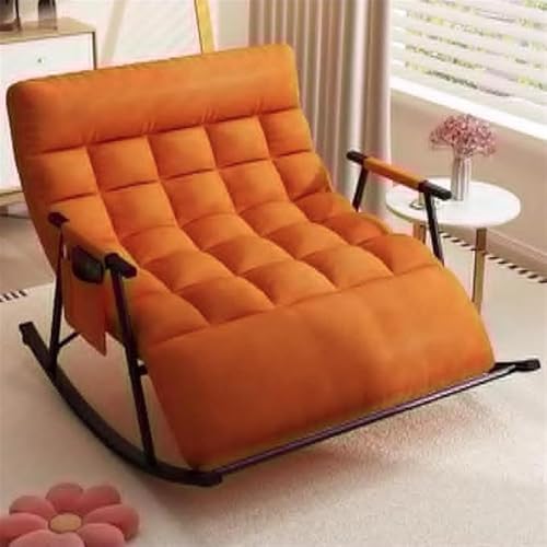 KOGTYB Versized Rocking Chair Indoor Rocking Chairs Modern Wide Rocker Chair Comfy Upholstered Rocking Chair Double Rocking Recliner Chair(Orange) von KOGTYB