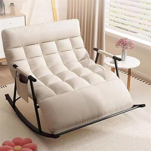 KOGTYB Versized Rocking Chair Indoor Rocking Chairs Modern Wide Rocker Chair Comfy Upholstered Rocking Chair Double Rocking Recliner Chair(White) von KOGTYB
