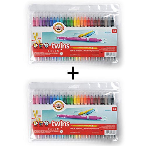 KOH-I-NOOR TWINS 1023 - Doppelseitiger Fasermaler - 2er SET - je 24 Stifte unterschiedlicher Farben KOH-I-NOOR TWINS 1023 - Doppelseitiger Fasermaler - 2er SET - je 24 Stifte unterschiedlicher Farben von KOH-I-NOOR