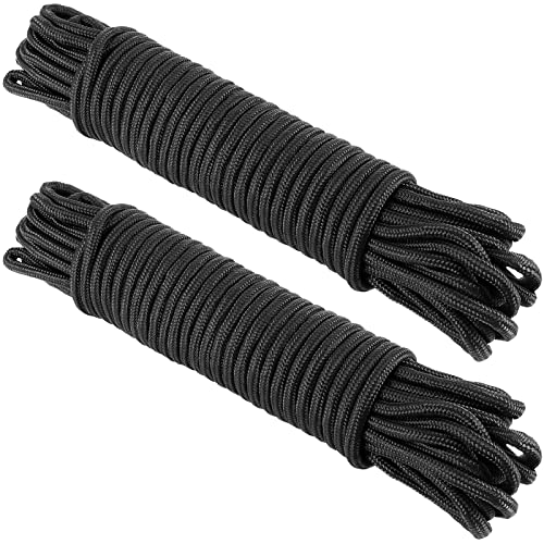 KOHAND 2 Stück 20 m x 8 mm schwarzes Nylonseil, hochfeste, gedrehte Nylonschnur, multifunktionales Polyesterseil zum Aufhängen, 317,5 kg maximale Belastung von KOHAND