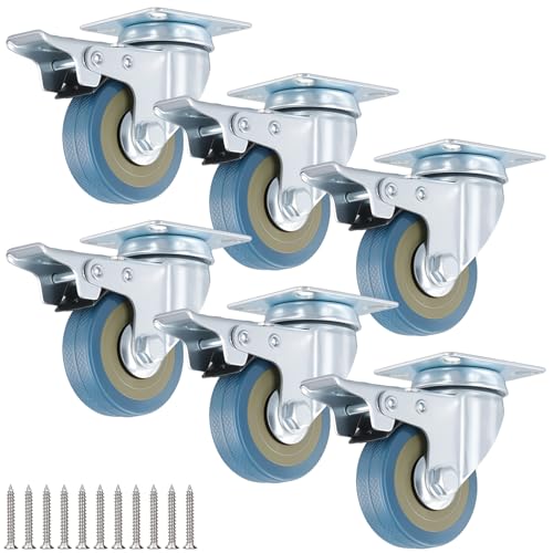 KOHAND 6 Stück 50 mm robuste Lenkrollen mit doppelter Verriegelung, Belastung bis zu 300 kg, Outdoor-Rollen für Wagen, Möbel, Ausrüstung, Grau KOHAND 6 Stück 50 mm robuste Lenkrollen mit doppelter Verriegelung, Belastung bis zu 300 kg, Outdoor-Rollen für Wagen, Möbel, Ausrüstung, Grau von KOHAND