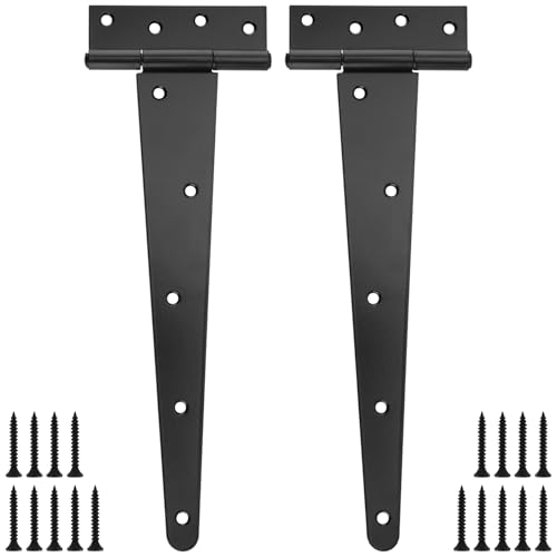 KOHAND T-Riemen-Scharniere für Schuppentür, T-Scharniere mit Schrauben, Metalltor, Scheunentür, schwarzes T-Scharnier für Holztor, Scheune, Zaun, Garage, Fenster, 360 mm, 2 Stück KOHAND T-Riemen-Scharniere für Schuppentür, T-Scharniere mit Schrauben, Metalltor, Scheunentür, schwarzes T-Scharnier für Holztor, Scheune, Zaun, Garage, Fenster, 360 mm, 2 Stück von KOHAND