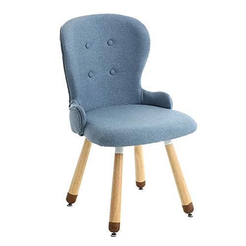 KOHARA 33,9 Zoll Lernstuhl, Beine aus Massivholz, ergonomischer Loungesessel, Sitz aus Baumwolle für den Ruhebereich im Wohnzimmer, Tragfähigkeit: 330 Pfund (Farbe: Blau) von KOHARA