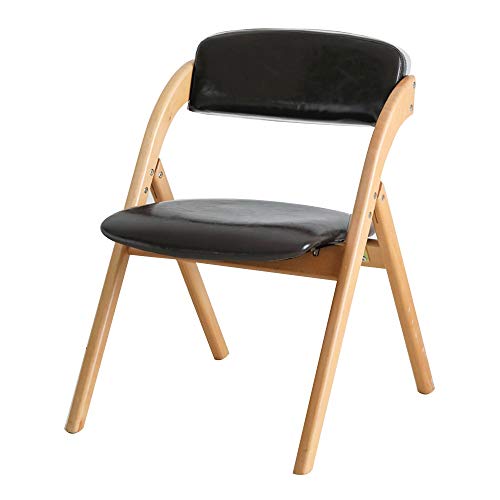 KOHARA Esszimmerstuhl, Sitz aus PU-Leder, faltbar, tragbar, Beistellstuhl, Loungesessel aus Massivholz, ergonomischer Sessel, Nenntragfähigkeit: 120 kg (Farbe: Schwarz) von KOHARA
