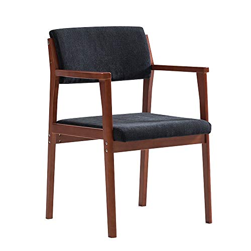 KOHARA Esszimmerstuhl, Sitz aus Sackleinen, ergonomischer Sessel, Loungesessel aus Massivholz mit Armlehnen, Restaurantstuhl, Nenntragfähigkeit: 150 kg (Farbe: Blaue gerade Streifen) von KOHARA