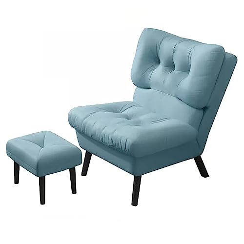KOHARA Loungesessel für den Innenbereich, Sofasessel, Rückenlehne, Verstellbarer Sessel mit Fußhocker, Lesesessel für Schlafzimmer, Wintergarten, moderner Sessel/Blau von KOHARA