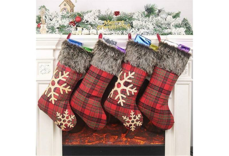 KOHMUI Adventskalender Weihnachtsstrumpf Set 4er Rot Plaid 46cm Schneeflocke Nikolausstiefel KOHMUI Adventskalender Weihnachtsstrumpf Set 4er Rot Plaid 46cm Schneeflocke Nikolausstiefel von KOHMUI