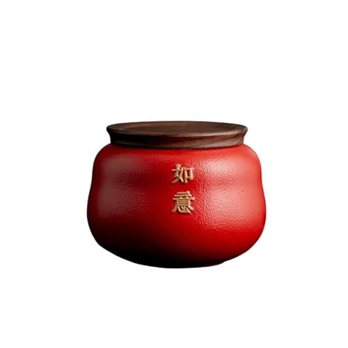 AOTPA Teedose Persimmon Ruyi Hochwertiges kleines Keramikglas mit Walnussholzdeckel, Teehochzeitsglas, Pu'er-Tee, Rot-, Grün- und Weißtee, versiegeltes Glas Vorratsbehälter von KOHUS