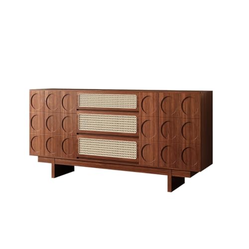 Anrichte Mit Chinesisch Massivholz Anrichte Haushaltsrattan Schließfächer Wohnzimmer Dekorativer Schrank mit Schubladen Buffetschrank(B) von KOHUS