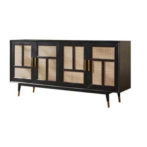 Anrichte Mit Massivholz Rattan Retro Schrank für Heimeingang Wohnzimmer Schließfächer Geeignet für Cafés, Restaurants und Schlafzimmer Buffet-Schrank von KOHUS