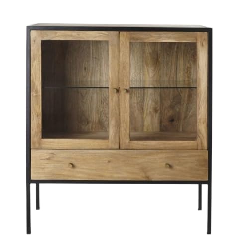 Anrichte Mit Massivholzhausschrank Kaffeebarschrank mit Stauraum Wohnschrank Glastür Buffetschrank von KOHUS