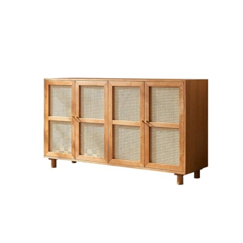 Anrichte Mit Massivholzlagerschränken, Anrichte aus Rattan, viertüriger Buffetschrank, Eingangsschrank mit Stauraum Buffetschrank(A) von KOHUS