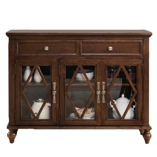 Anrichte Mit Retro Multifunktionsschrank Holztisch mit Tür Lagerbuffet Schrank Geeignet für Cafés und Zuhause Buffetschrank(S:120x36x92cm) von KOHUS