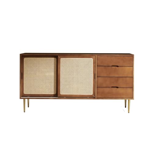 Anrichte mit Massivholzwaschbecken, chinesischer Rattan, Buffetschrank mit Lagerung, geeignet für Studium, Esszimmer, Schlafzimmer Buffetschrank(B) von KOHUS