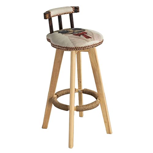 Barhocker Nordische einfache Runde Holz Hocker Esszimmerstuhl an der Spitze Höhe PU Leder Kissen Stuhl 360 Grad rotierende Lounge Bar Stuhl Barhocker Für Bar(Animal-A) von KOHUS