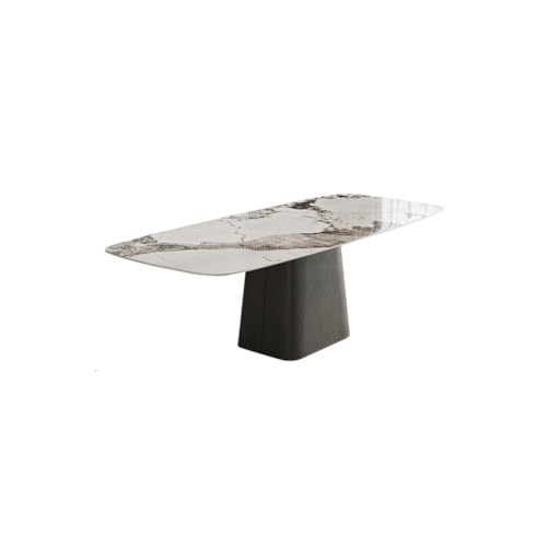 Esstisch, rechteckig, aus glänzendem Schiefer, Wohngröße, nordisch, einfach, für Zuhause, Esstisch, Partytisch für Freunde, Küchentisch (S: 140 x 80 x 75 cm) von KOHUS