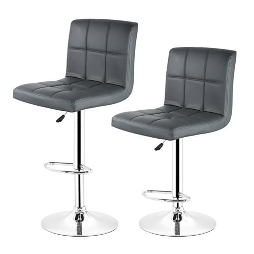 KOHUS Barhocker 2 PCS/Barhocker Set Wohnzimmer Küche Bürostuhl Schwarz Sechs Polsterfächer Bar Einstellbar Barstuhl Hochstuhl Barhocker (Grau) von KOHUS