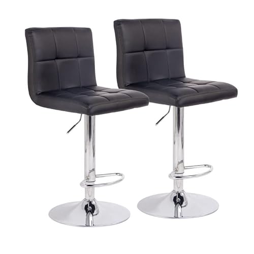 KOHUS Barhocker Counter Bar Barhocker Drehbarer Barhocker Leder Drehbarer Hocker Mit Hinten Hocker Küche Esszimmer Stuhl 2 Paket Barhocker (Schwarz) von KOHUS