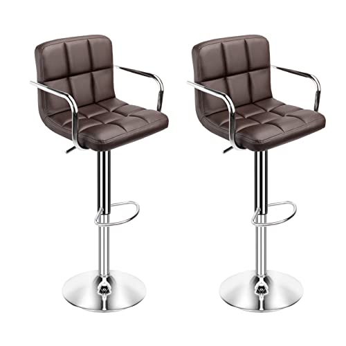 KOHUS Barhocker aus Leder, moderner Barhocker, drehbar, verstellbar, mit Rückenlehne und Fußstütze, Bürostuhl zu Hause, 2 Stück / Set Barhocker, Braun KOHUS Barhocker aus Leder, moderner Barhocker, drehbar, verstellbar, mit Rückenlehne und Fußstütze, Bürostuhl zu Hause, 2 Stück / Set Barhocker, Braun von KOHUS